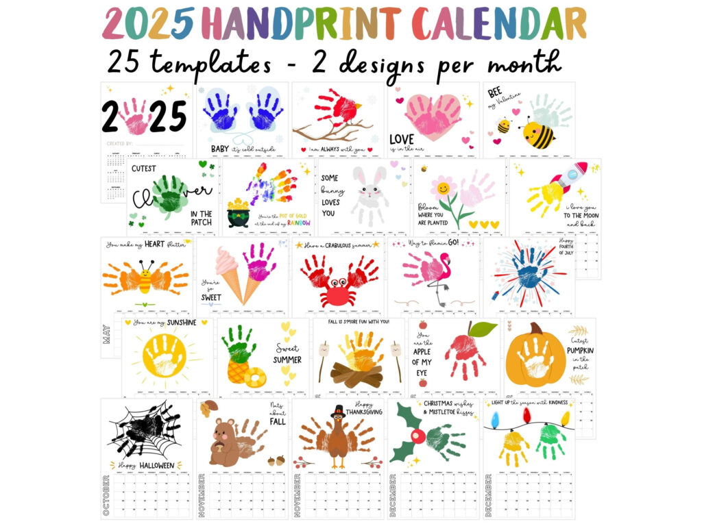 Handprint Calendar 2025, Printable Handprint Craft Bundle With  Calendars 2025 | CalendarCrazePrint.Com