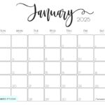 January 2025 Calendar   20 Cute & Free Printables | Saturdaygift For  Calendars 2025 | CalendarCrazePrint.Com