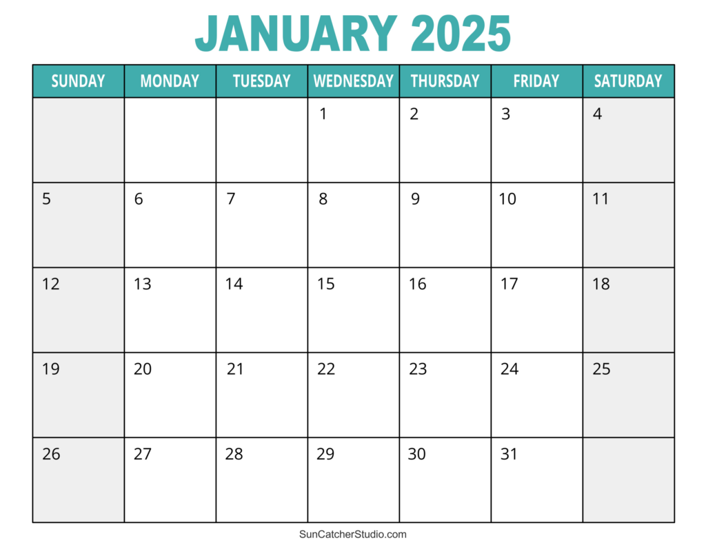 January 2025 Calendar (Free Printable) – Diy Projects, Patterns Pertaining To Monthly Free Printable 2025 Calendar Printable  | CalendarCrazePrint.Com