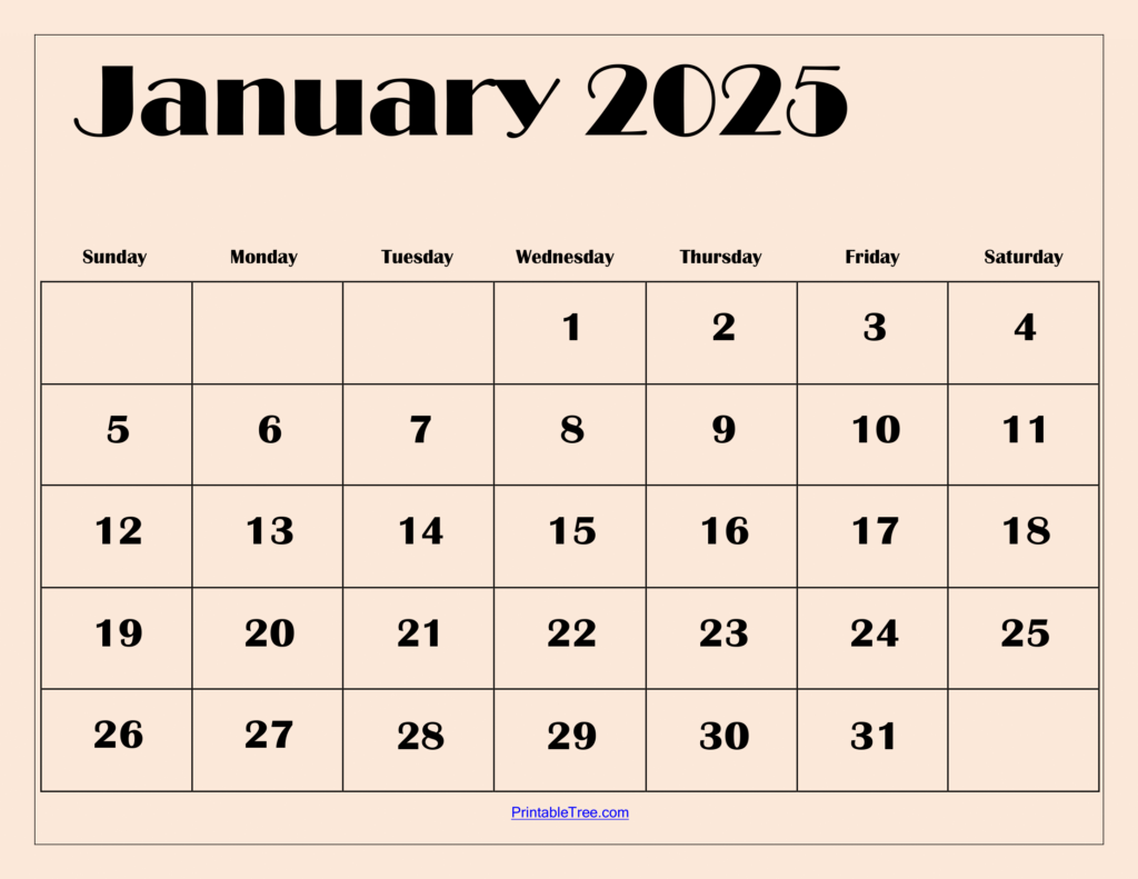 January 2025 Calendar Printable Pdf Template With Holidays For Printable 2025 January Calendar | CalendarCrazePrint.Com