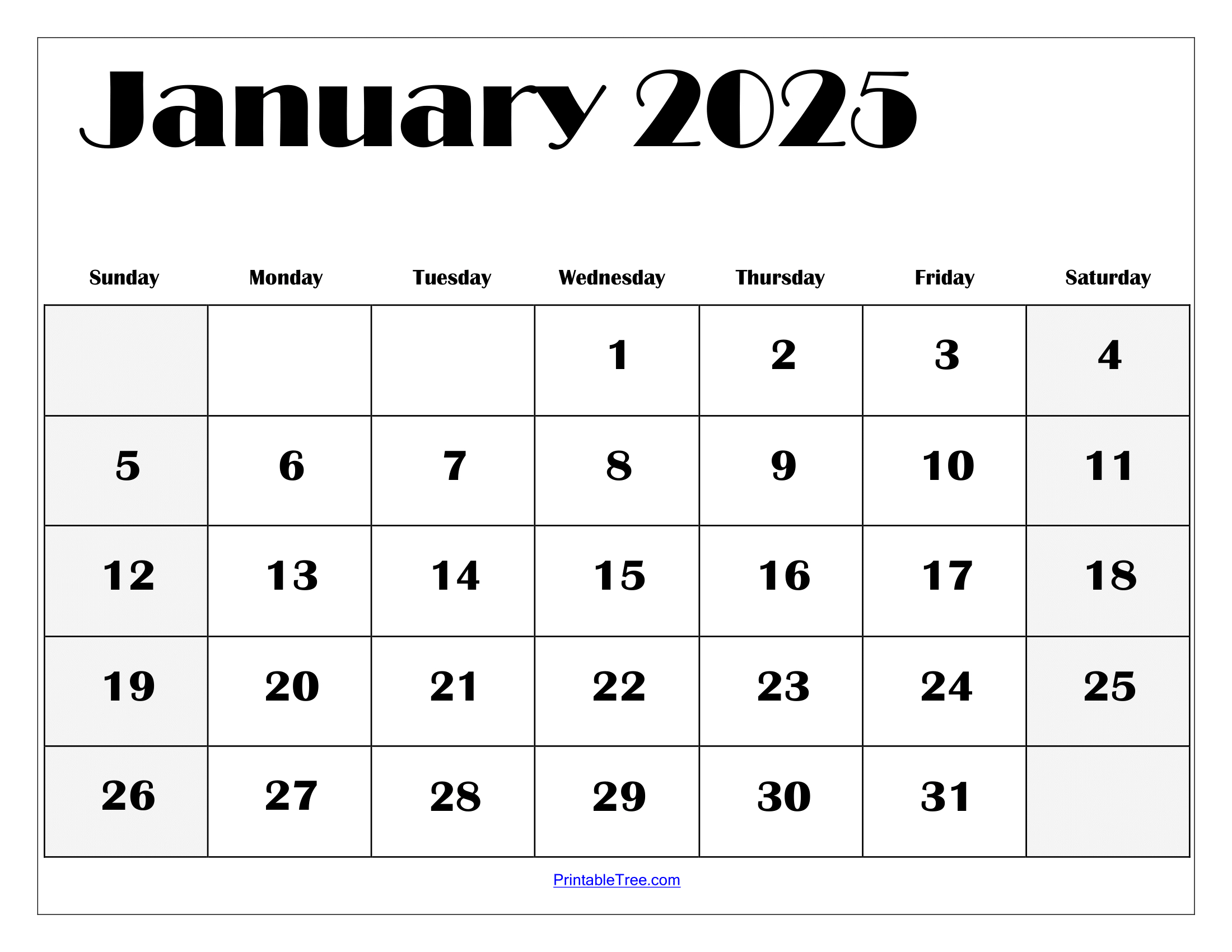 January 2025 Calendar Printable Pdf Template With Holidays pertaining to Calendars 2025 | CalendarCrazePrint.Com