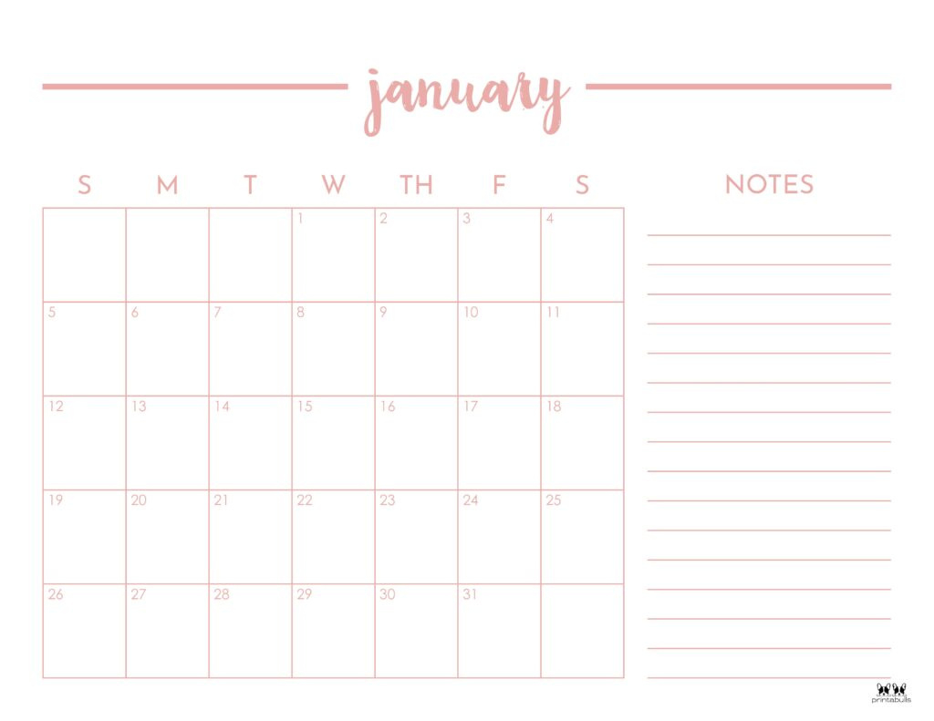 January 2025 Calendars - 107 Free Printables | Printabulls intended for 2025 Monthly Calendar Printable With Lines | CalendarCrazePrint.Com