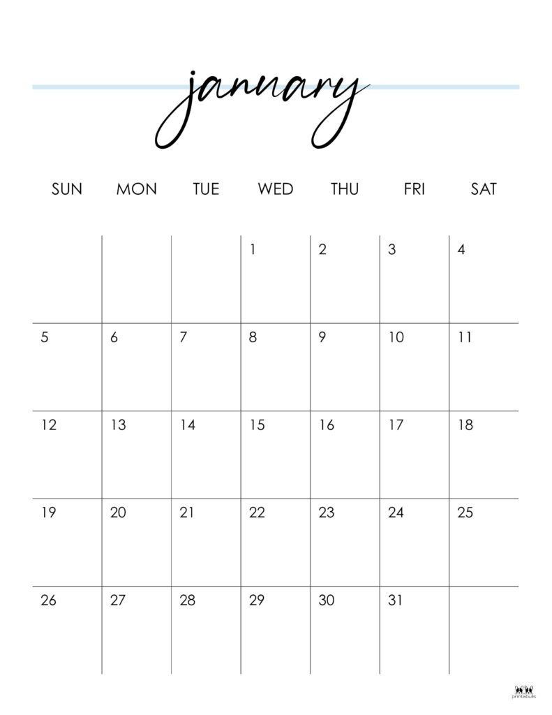 January 2025 Calendars - 107 Free Printables | Printabulls intended for Calendars 2025 | CalendarCrazePrint.Com