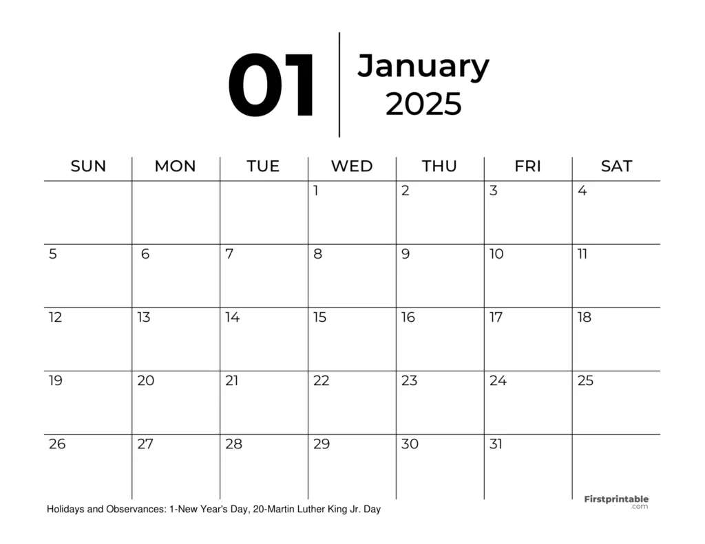 January 2025 Calendars   Free Printable & Fillable Intended For  Calendars 2025 | CalendarCrazePrint.Com