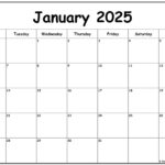 January 2025 Monday Calendar | Monday To Sunday Inside Free Printable 2025 Calendar Monday Start | CalendarCrazePrint.Com