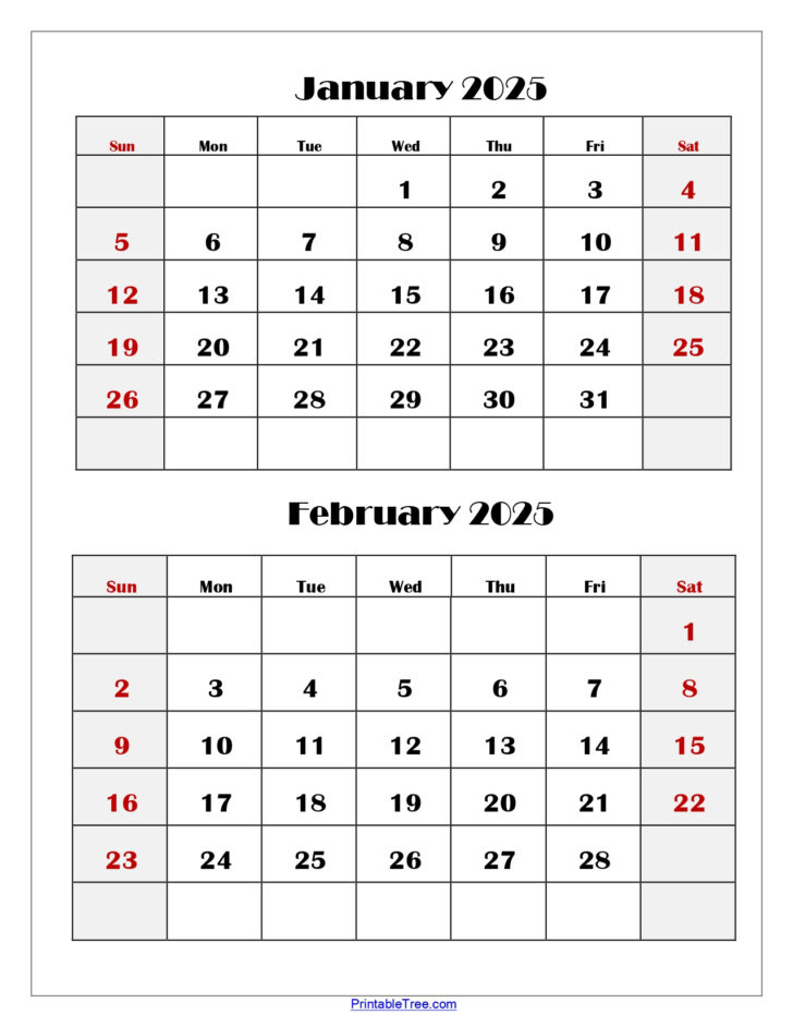 Jan Feb 2025 Calendar Printable | Calendars 2025