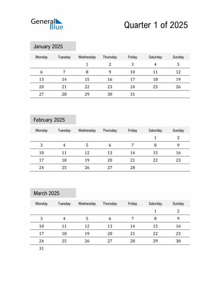 Printable Calendar 2025 January February March | Calendars 2025