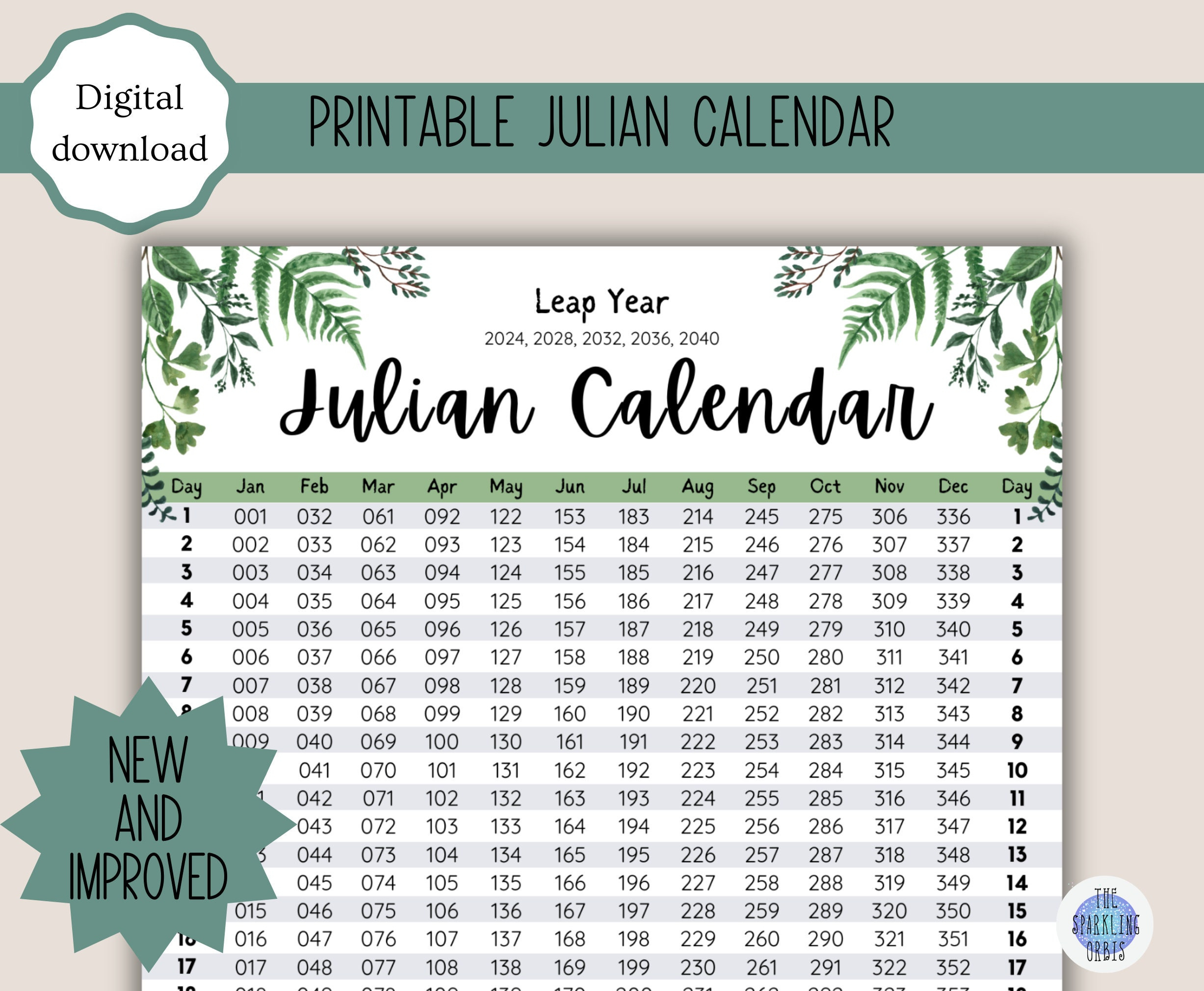 Julian Calendar Military And Government Leaf Design Digital intended for Julian Calendar 2025 Printable | CalendarCrazePrint.Com