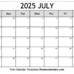 July 2025 Calendar   Free Printable With Holidays And Observances Inside Blank July 2025 Calendar Printable Free  | CalendarCrazePrint.Com