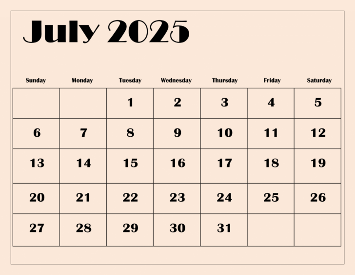 Calendar July 2025 Printable | Calendars 2025