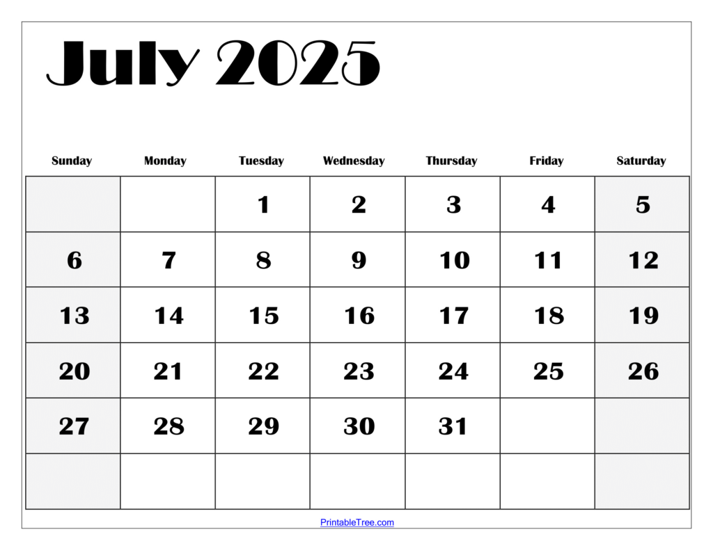 July 2025 Calendar Printable Pdf Template With Holidays Within  Calendars 2025 | CalendarCrazePrint.Com