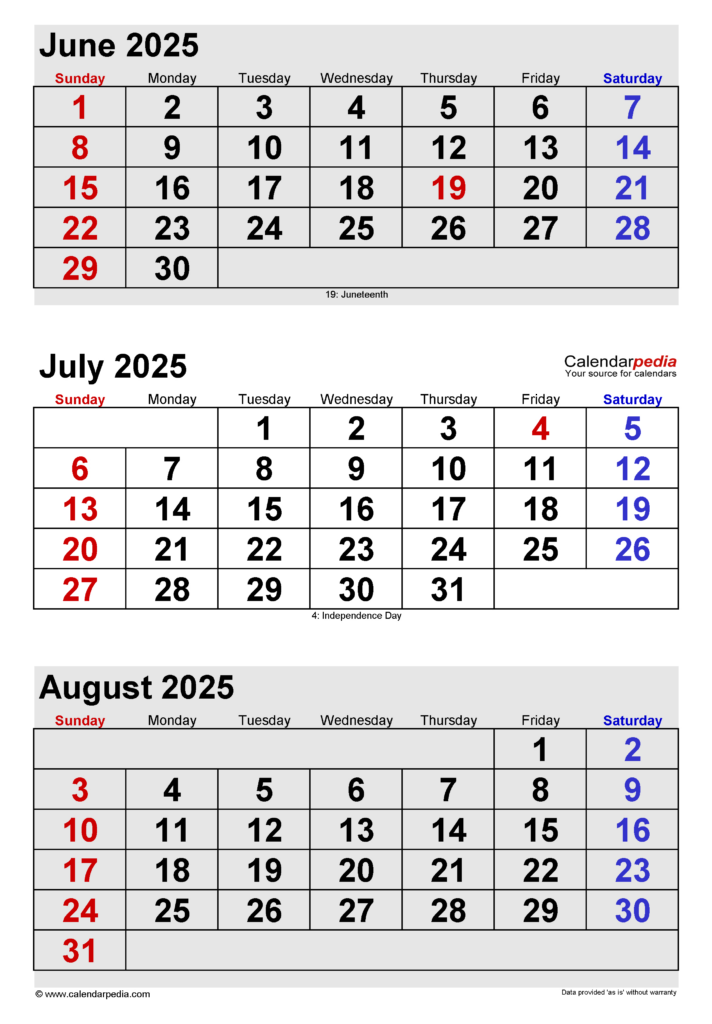 July 2025 Calendar | Templates For Word, Excel And Pdf For June July 2025 Calendar Printable  | CalendarCrazePrint.Com