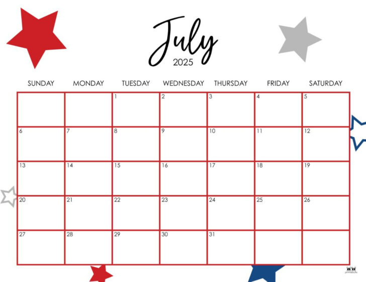 Printable Calendar 2025 July | Calendars 2025