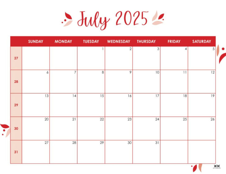 July 2025 Calendar Free Printable | Calendars 2025