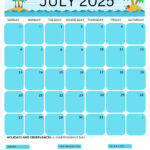 July 2025 Printable Calendar (52 Free Pdf Printables) Pertaining To  Calendars 2025 | CalendarCrazePrint.Com