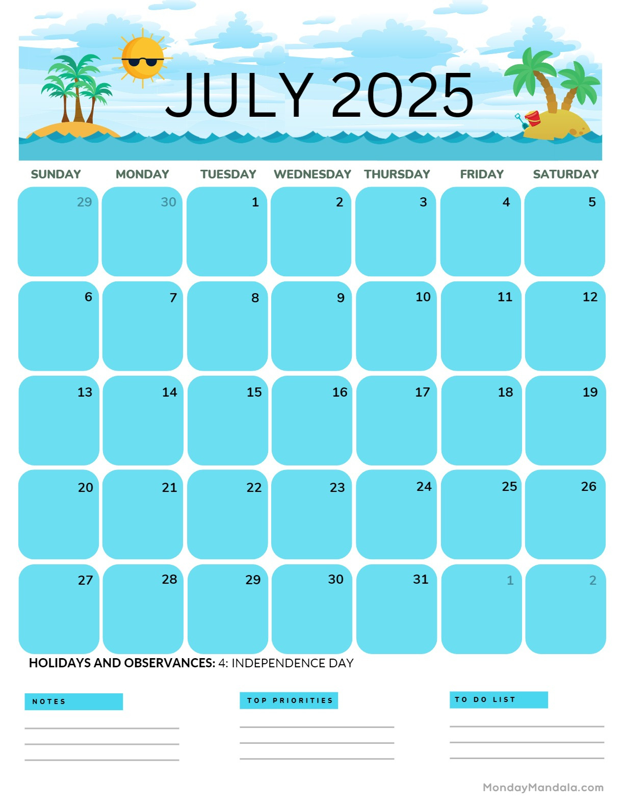 July 2025 Printable Calendar (52 Free Pdf Printables) pertaining to Calendars 2025 | CalendarCrazePrint.Com