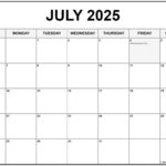 July 2025 With Holidays Calendar For  Calendars 2025 | CalendarCrazePrint.Com