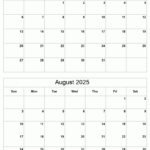 July To August 2025 Printable Calendar | Two Months Per Page Regarding  Calendars 2025 | CalendarCrazePrint.Com