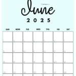 June 2025 Calendar   20 Cute & Free Printables | Saturdaygift Within June 2025 Calendar Printable Vertical | CalendarCrazePrint.Com