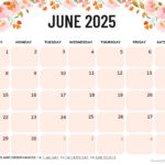 June 2025 Calendar (52 Free Pdf Printables) Inside  Calendars 2025 | CalendarCrazePrint.Com