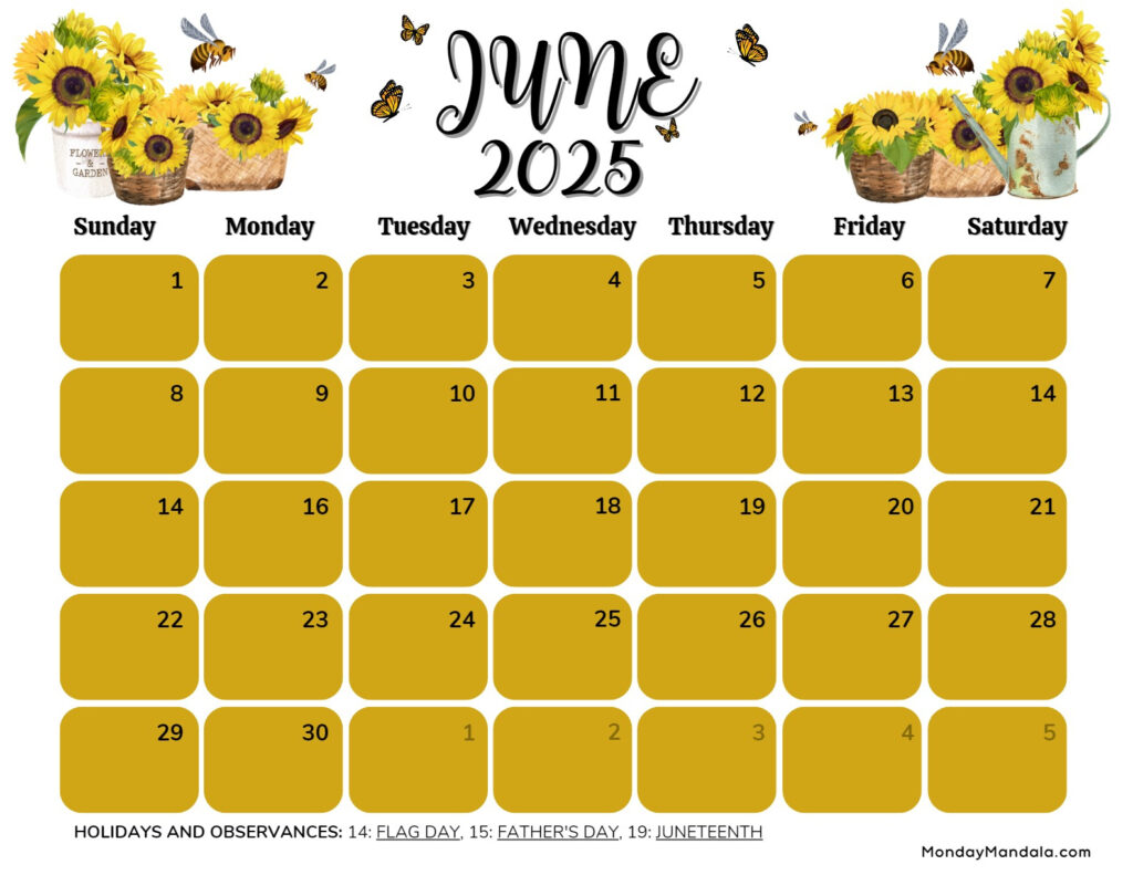 June 2025 Calendar (52 Free Pdf Printables) Inside Printable Calendar June 2025 Free  | CalendarCrazePrint.Com