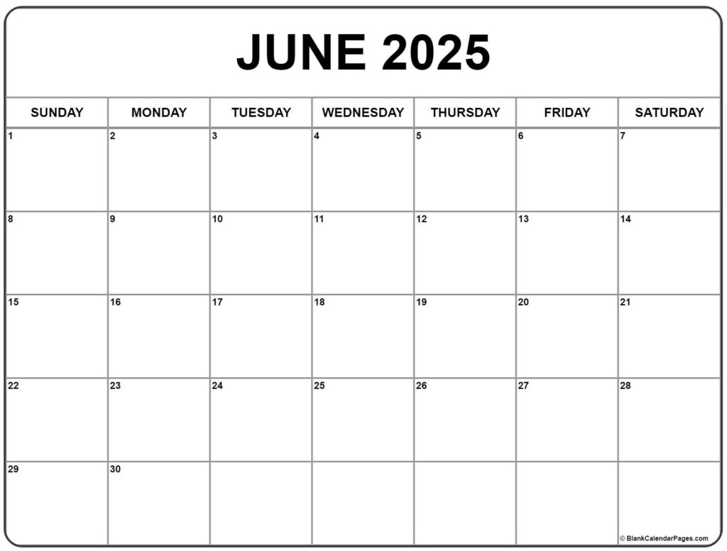 June 2025 Calendar | Free Printable Calendars Throughout  Calendars 2025 | CalendarCrazePrint.Com