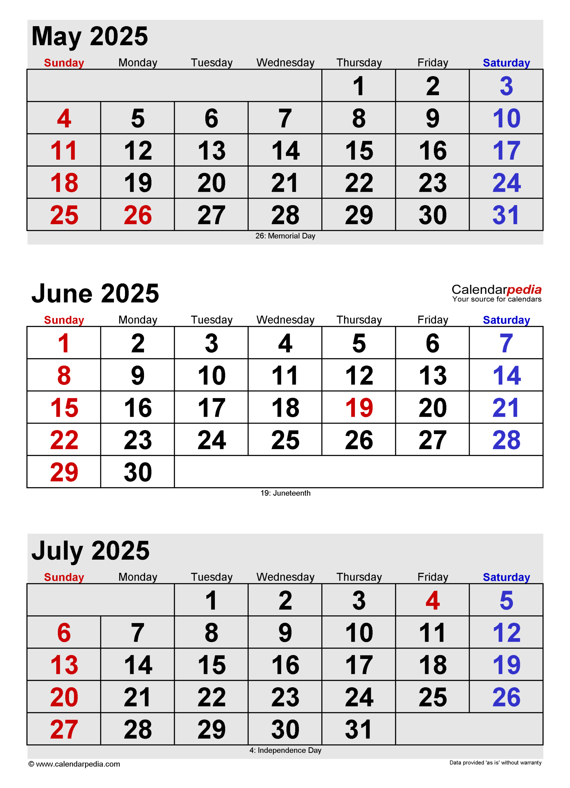 June 2025 Calendar | Templates For Word, Excel And Pdf in Printable Calendar May June July 2025 | CalendarCrazePrint.Com