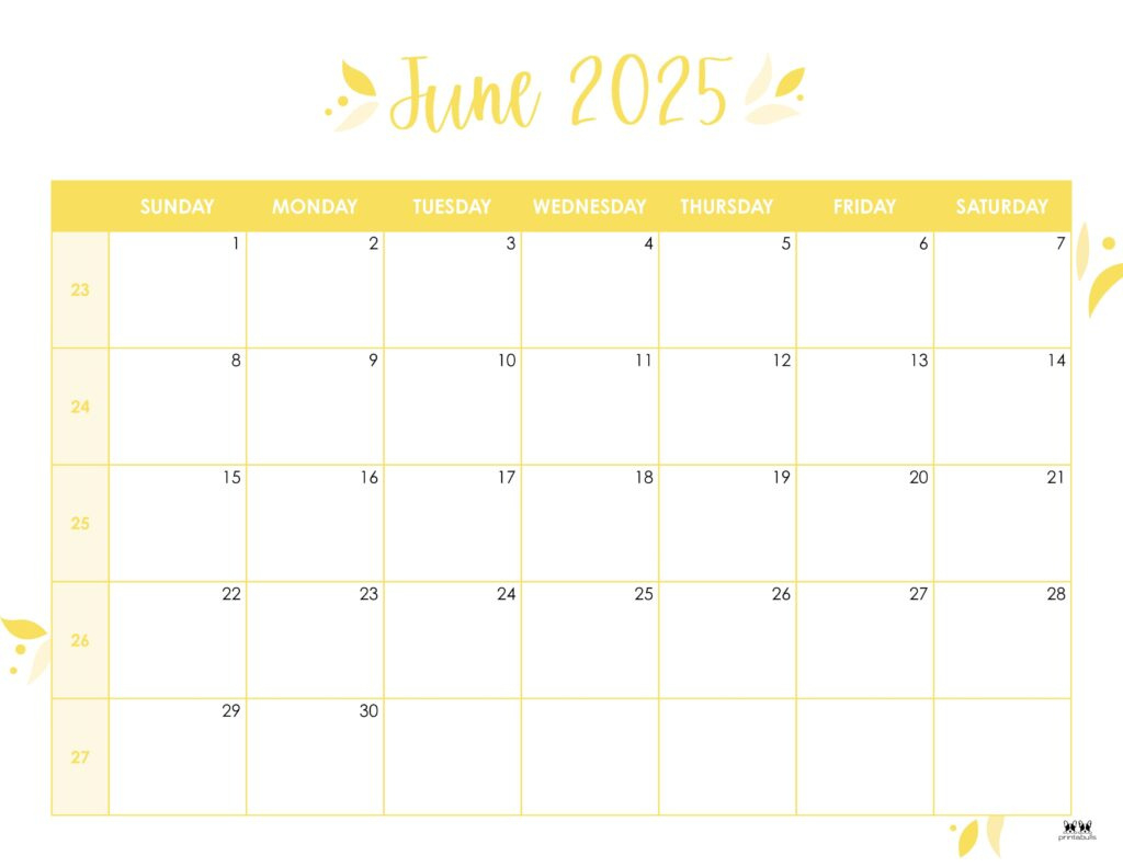 June 2025 Calendars - 107 Free Printables | Printabulls for June 2025 Printable Calendar Free | CalendarCrazePrint.Com