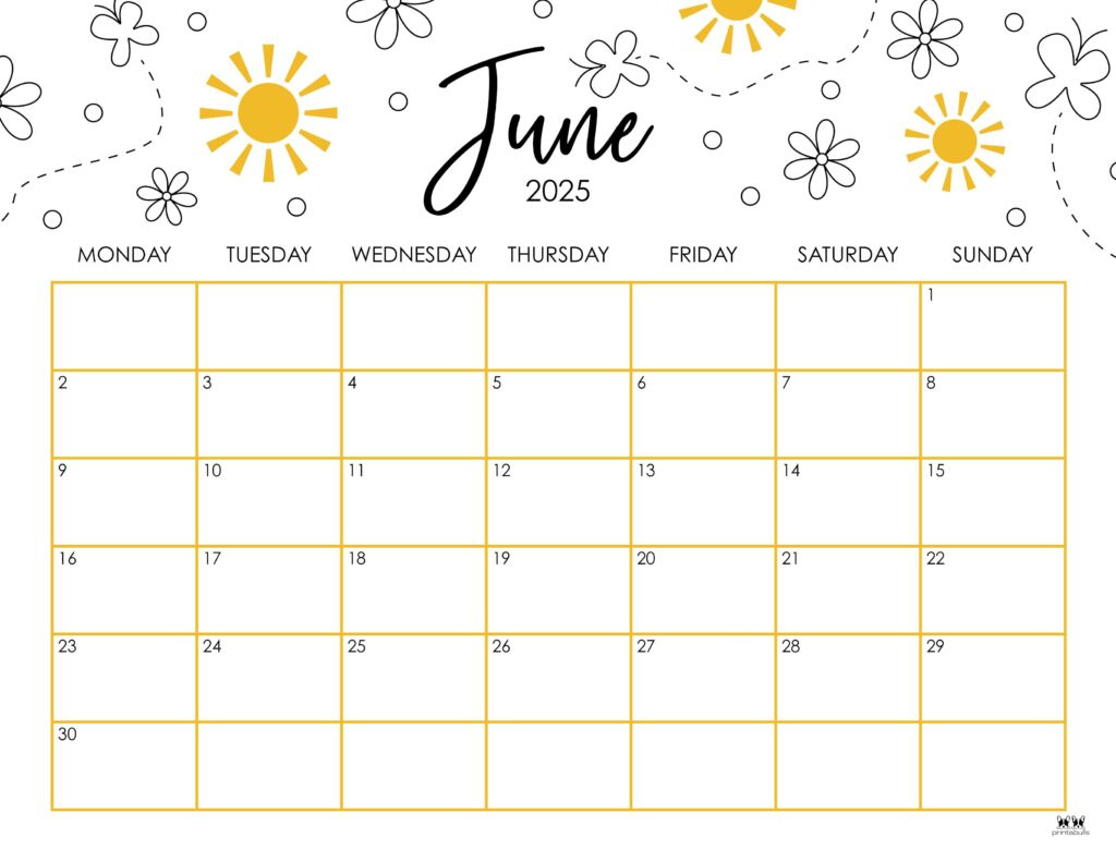 June 2025 Calendars - 107 Free Printables | Printabulls intended for Free June Printable Calendar 2025 | CalendarCrazePrint.Com