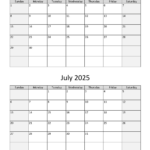 June And July 2025 Calendar | Wikidates In  Calendars 2025 | CalendarCrazePrint.Com