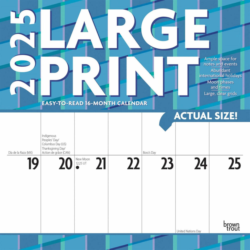 Large Print Calendar 2025 With Large Print Calendar 2025 Printable  | CalendarCrazePrint.Com