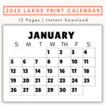 Large Print Monthly Calendar, 2025, Senior Citizen Calendar With Intended For Calendar 2025 Printable Large | CalendarCrazePrint.Com