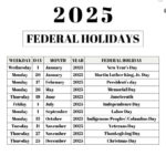 List Of Federal Holidays 2025 In The U.s. | Saturdaygift Regarding 2025 Holiday Calendar Usa Printable  | CalendarCrazePrint.Com