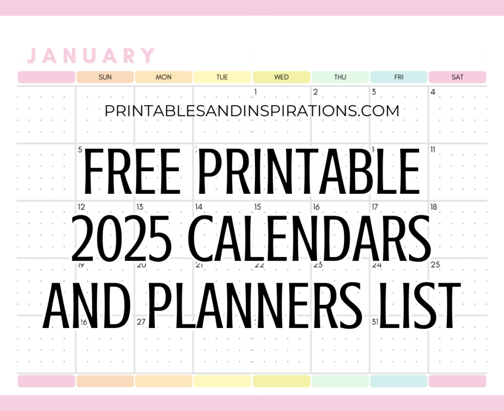 List Of Free Printable 2025 Calendars And 2025 Planners Pdf For Free Monthly Calendar Template 2025 Printable | CalendarCrazePrint.Com