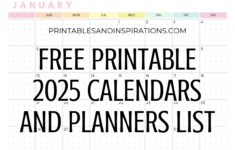 List Of Free Printable 2025 Calendars And 2025 Planners Pdf within Free Printable 2025 Calendar By Month Download | CalendarCrazePrint.Com