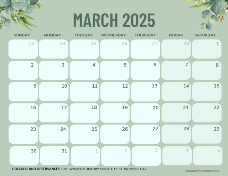 Calendar 2025 March Printable | Calendars 2025