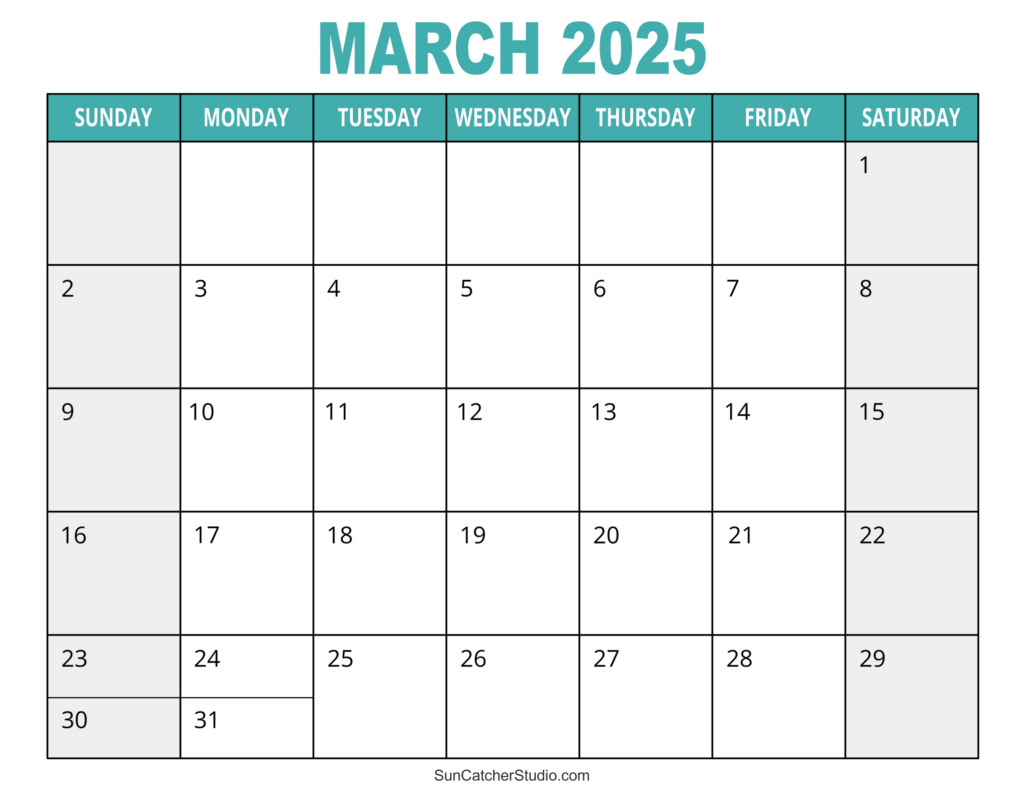 March 2025 Calendar (Free Printable) – Diy Projects, Patterns Throughout Printable Calendar By Month 2025 | CalendarCrazePrint.Com