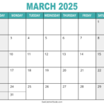 March 2025 Calendar (Free Printable) – Diy Projects, Patterns Throughout Printable Calendar By Month 2025 | CalendarCrazePrint.Com