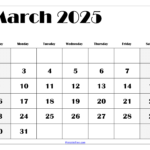 March 2025 Calendar Printable Pdf Template With Holidays Intended For  Calendars 2025 | CalendarCrazePrint.Com