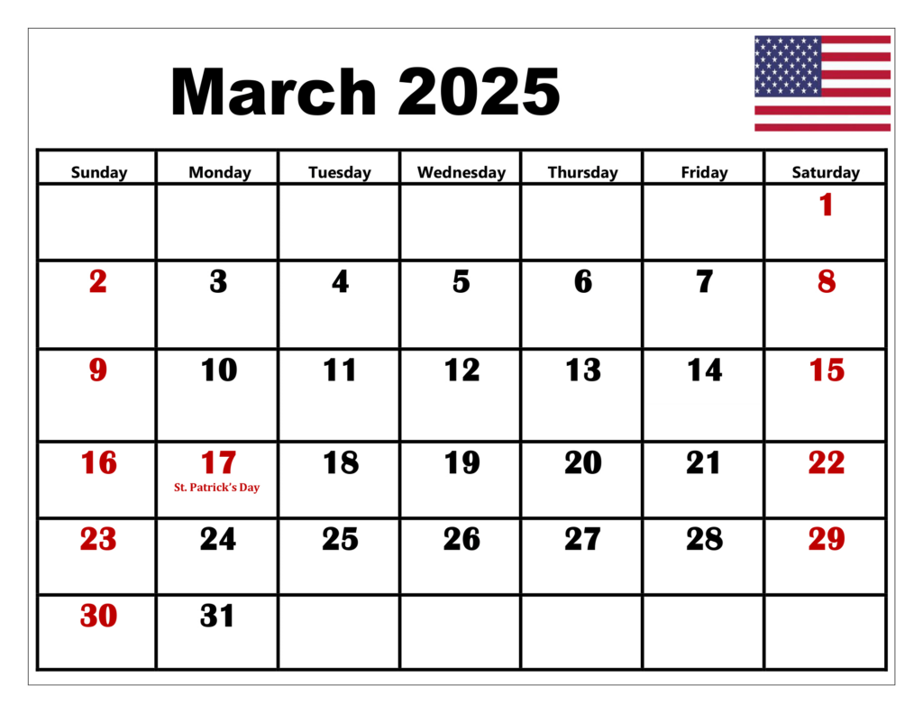 March 2025 Calendar Printable Pdf Template With Holidays With  Calendars 2025 | CalendarCrazePrint.Com