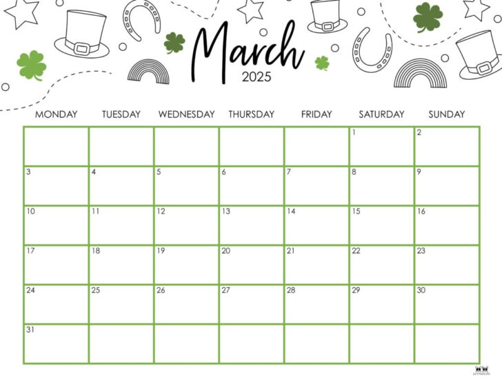 Printable Monthly Calendar March 2025 | Calendars 2025