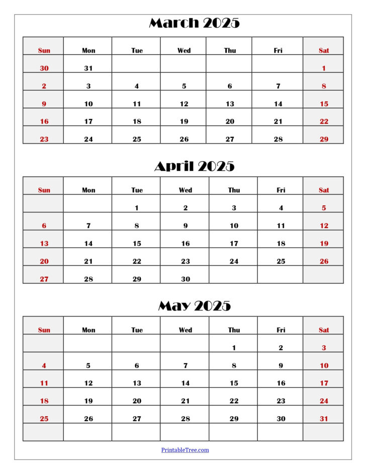 March April May Calendar 2025 Printable | Calendars 2025