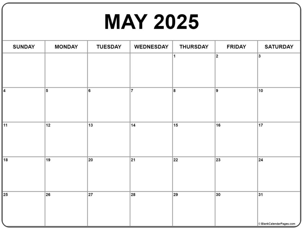 May 2025 Calendar | Free Printable Calendars For  Calendars 2025 | CalendarCrazePrint.Com