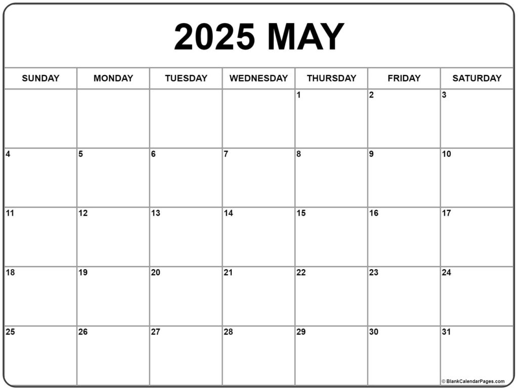 May 2025 Calendar | Free Printable Calendars Inside  Calendars 2025 | CalendarCrazePrint.Com