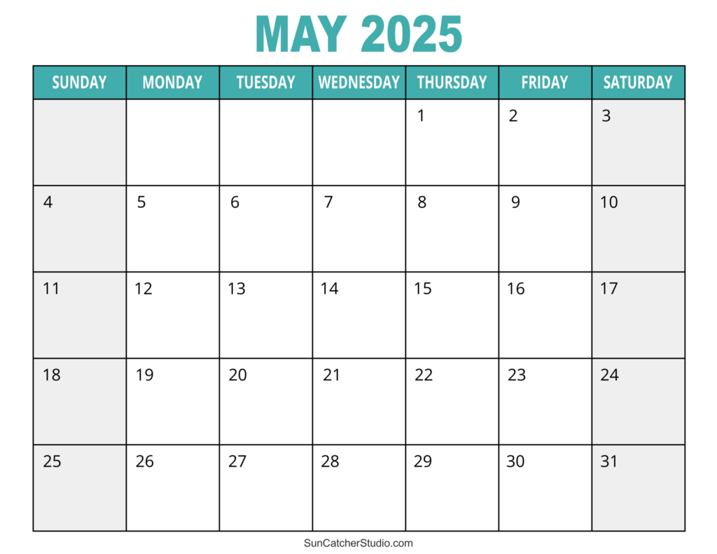 May 2025 Calendar (Free Printable) – Diy Projects, Patterns For 2025 Free Monthly Calendar Printable | CalendarCrazePrint.Com