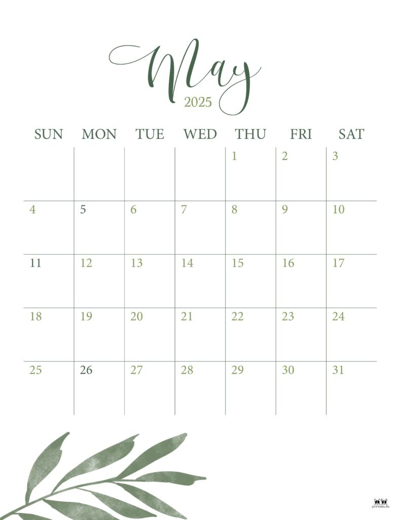 May 2025 Calendars - 107 Free Printables | Printabulls pertaining to Cute May 2025 Calendar Printable | CalendarCrazePrint.Com