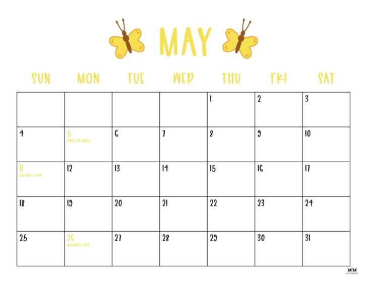 May 2025 Calendar with Holidays Printable Free | Calendars 2025