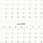 May To June 2025 Printable Calendar | Two Months Per Page In 2 Month Printable Calendar 2025  | CalendarCrazePrint.Com