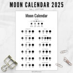 Mondphasenkalender 2025, Mondkalender In A4 / Letter Größe   Etsy.de For Printable Full Moon Calendar 2025  | CalendarCrazePrint.Com