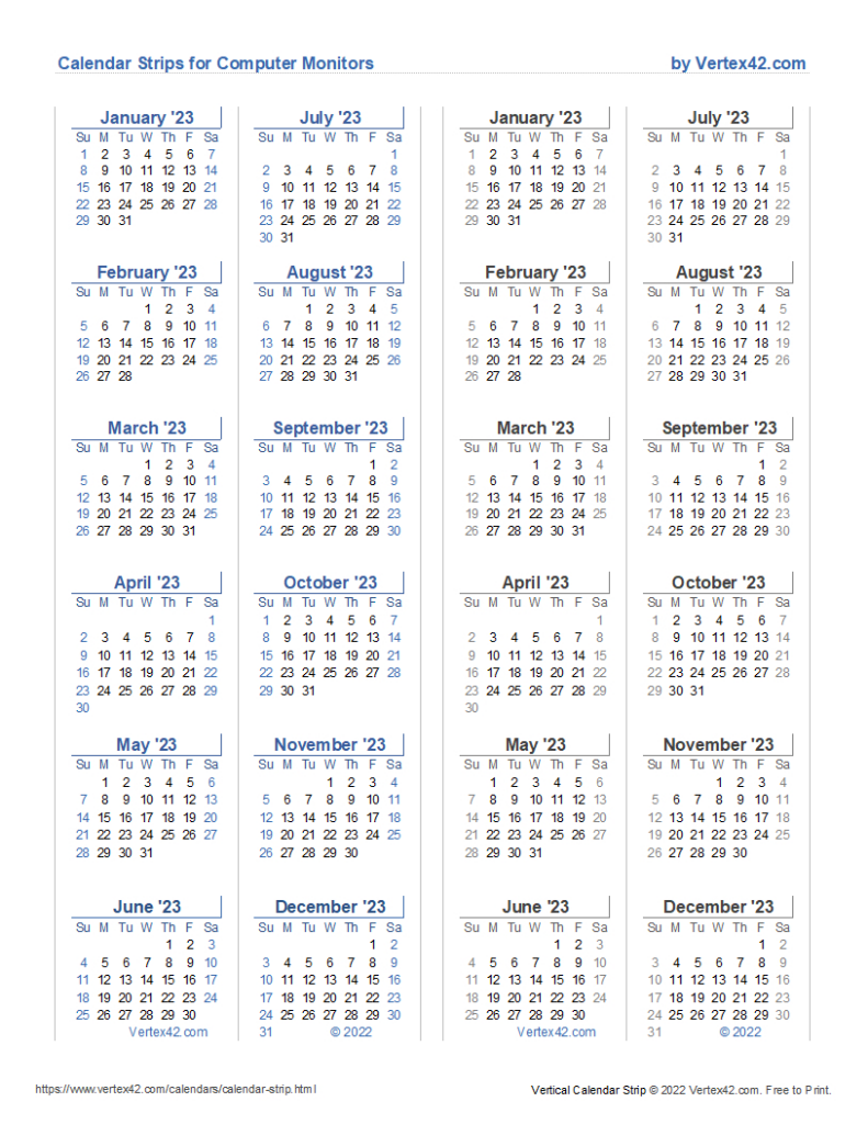 Monitor Calendar Strip Template For 2025 Calendar Strip Printable  | CalendarCrazePrint.Com